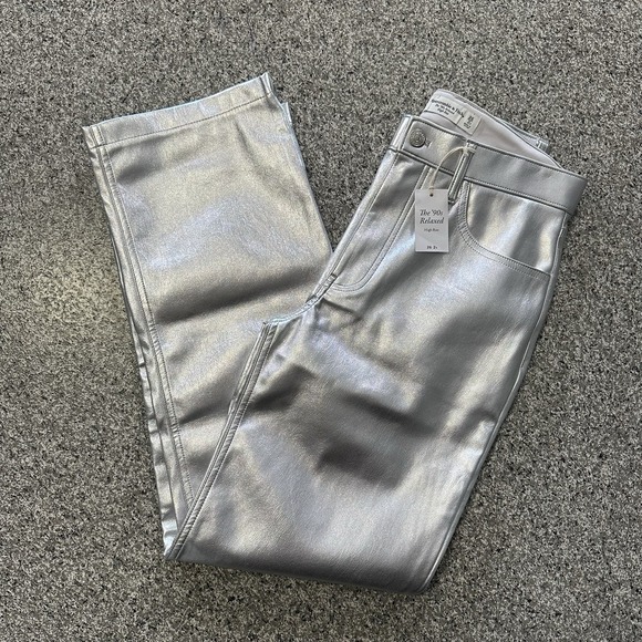 Abercrombie & Fitch Denim - Abercrombie & Fitch Pants Womens 2 26x27.5 High Rise 90's Relaxed Faux Leather